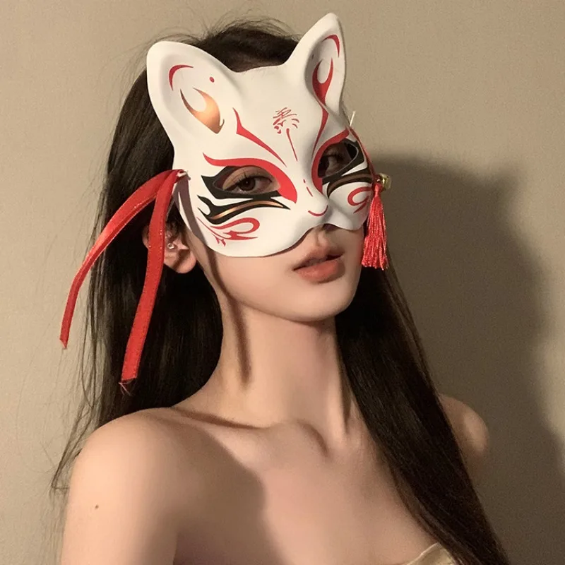 demi masque japonais peint à la main, chat, renard, monténégro de démons, accessoire de cosplay, festival d'halloween, cadeaux du nouvel an, anime, tim masade demi masque japonais peint à la main, chat, renard, monténégro de démons, accessoire de cosplay, festival d'halloween, cadeaux du nouvel an, anime, tim masade