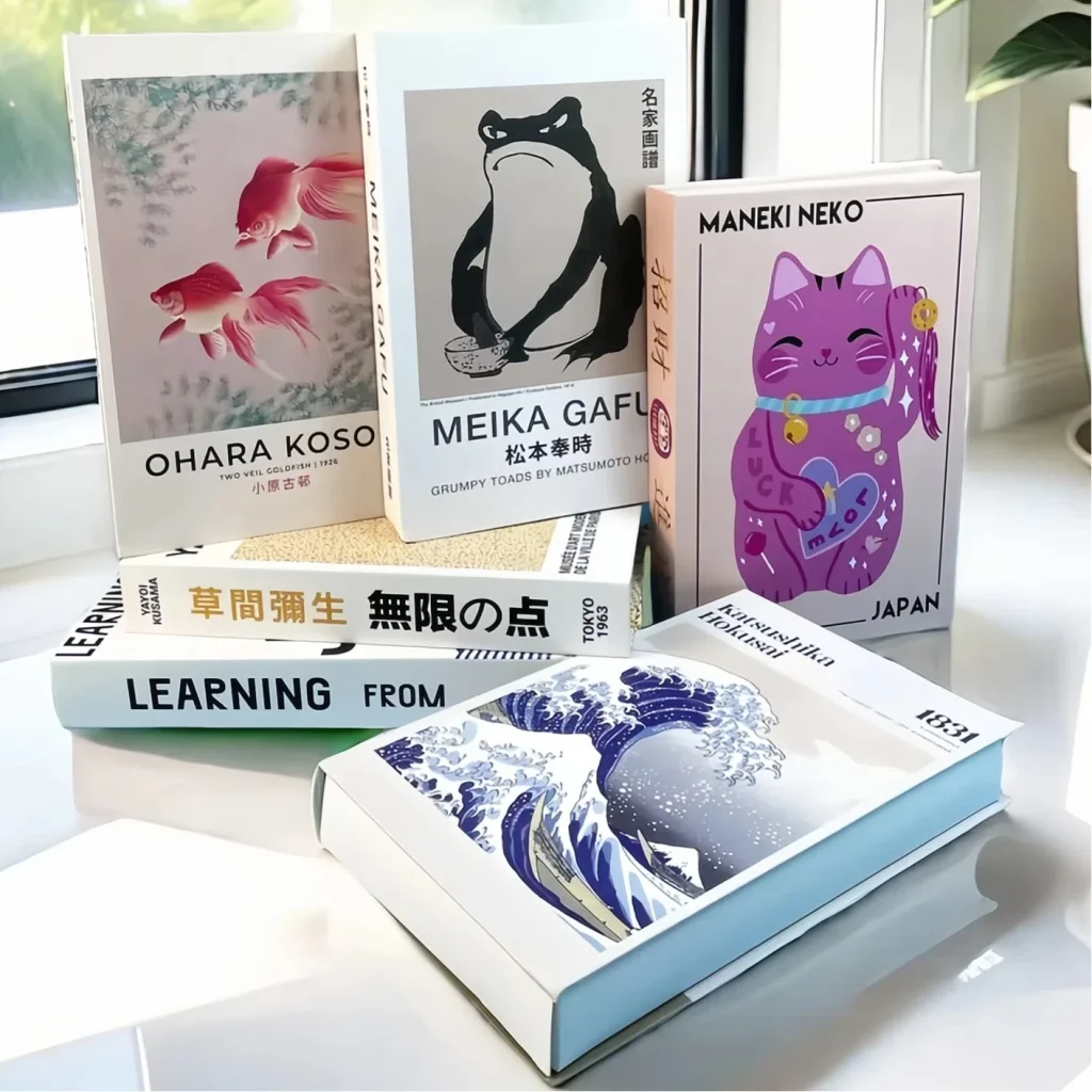 Décoration japonaise Faux Livre boîte de rangement mignon décoratif Table basse livres Ukiyoe Yayoi Kusama chat chanceux décor à la maison Faux Livre