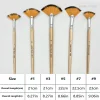5 pièces pinceaux en éventail pinceau en éventail pour peinture manche en bois pinceaux peinture avec brosses à cheveux en nylon ensemble brosse en éventail pour acry