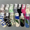 Chaussettes mi-mollet à motifs de fleurs de Style japonais pour femmes, absorbant la sueur, Design de dessin animé mignon, chaussettes polyvalentes à la mode Chaussettes mi-mollet à motifs de fleurs de Style japonais pour femmes, absorbant la sueur, Design de dessin animé mignon, chaussettes polyvalentes à la mode