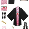 Kimetsu No Yaiba Kamado Nezuko Anime Cosplay Costume, Kimono Demon Slayer, Perruques, Cheveux, Halloween, Carnaval, Tenue pour Femme