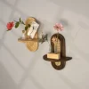 Étagère murale suspendue de style nordique, en rotin indonésien japonais, support à fleurs en bois massif, décoration murale pour maison