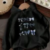sweat à capuche imprimé de style frais avec nœud bleu créatif pour femmes, automne et hiver 2025, sweat à capuche à manches longues pour vêtements pour femmes