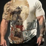Harajuku samouraï T-Shirt pour hommes 2025 nouvelle mode décontracté hommes T-Shirt à manches courtes été Anime japonais 3d imprimé Y2k hauts