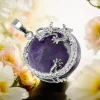 pendentif demi boule en métal dragon hover, couleur argent, collier adapté, guérison des chakras reiki, bijoux de style classique