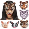 Masque d&rsquo;Animal 3D pour Halloween, Masques de Bal Tim, Tigre, Cochon, Demi-Visage, Robe de Barrage de Carnaval, Accessoires de Costume