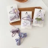ensemble d'épingles à cheveux à nœud violet pour bébés filles, barrettes mignonnes, épingle à cheveux kawaii, fleur douce, accessoires pour cheveux de bébé coréen, 2 pièces