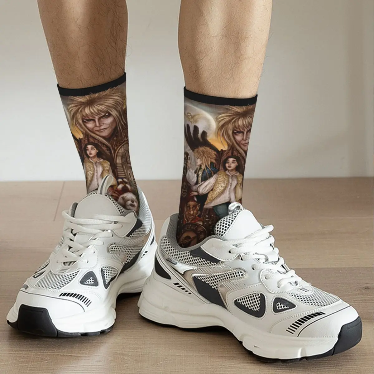 chaussettes de basket ball unisexes colorées, chaussettes de labyrinthe, film de culte, davids bowies, non ald, automne, hiver, années 1980 chaussettes de basket ball unisexes colorées, chaussettes de labyrinthe, film de culte, davids bowies, non ald, automne, hiver, années 1980