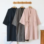 Robes Kimono en coton pour Couple, vêtements de maison, coupe ample, demi-manches, peignoir, pyjama, vêtements pour femmes, été