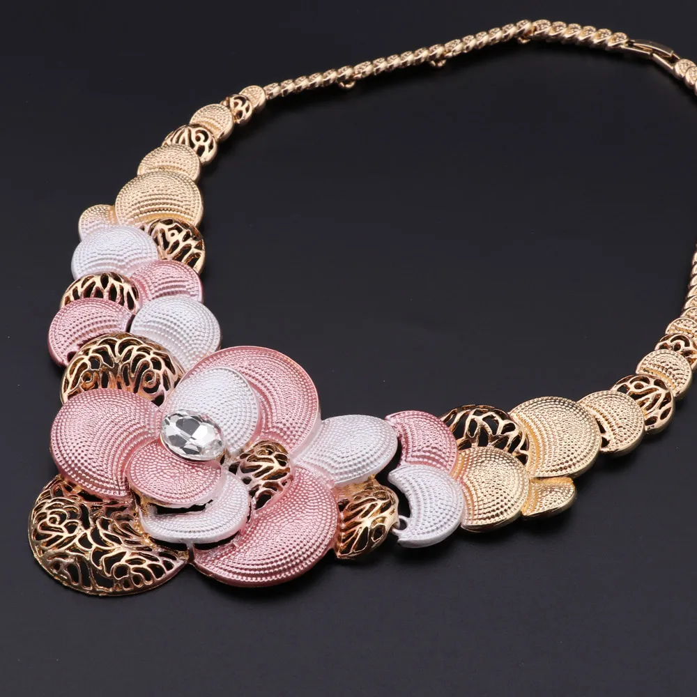 ensemble de bijoux africains à la mode, couleur or dubaï, pour femmes, client nigérian, design floral de mariage, cadeau ensemble de bijoux africains à la mode, couleur or dubaï, pour femmes, client nigérian, design floral de mariage, cadeau