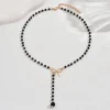 collier à pampilles en perles noires et blanches pour femmes, ras du cou, cadeau pour ami, vente en gros, livraison directe, nouveau
