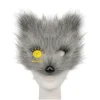 masque en peluche demi visage d'halloween, masque de renard artificiel, fournitures d'accessoires de cosplay d'horreur, masque de carnaval unisexe coloré pour cadeaux