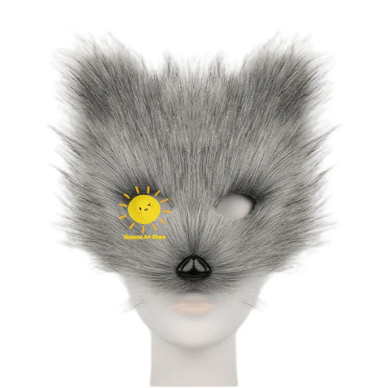 masque en peluche demi visage d'halloween, masque de renard artificiel, fournitures d'accessoires de cosplay d'horreur, masque de carnaval unisexe coloré pour cadeaux masque en peluche demi visage d'halloween, masque de renard artificiel, fournitures d'accessoires de cosplay d'horreur, masque de carnaval unisexe coloré pour cadeaux