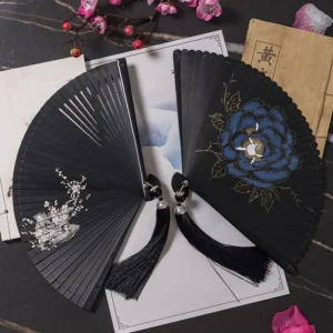 Éventail pliant classique japonais de Style chinois, éventail pliant Portable de Style ancien pour femmes, éventail en bambou fait à la main exquis Éventail pliant classique japonais de Style chinois, éventail pliant Portable de Style ancien pour femmes, éventail en bambou fait à la main exquis