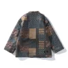 cardigan en coton rembourré pour homme et femme, robe imprimée vintage, veste streetwear japonaise, kimono décontracté, manteau parka, hiver