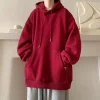 sweats à capuche monochromes surdimensionnés pour hommes, poches à capuche, manches longues, pvd, style japonais, décontracté, tendance de la mode, automne, hiver