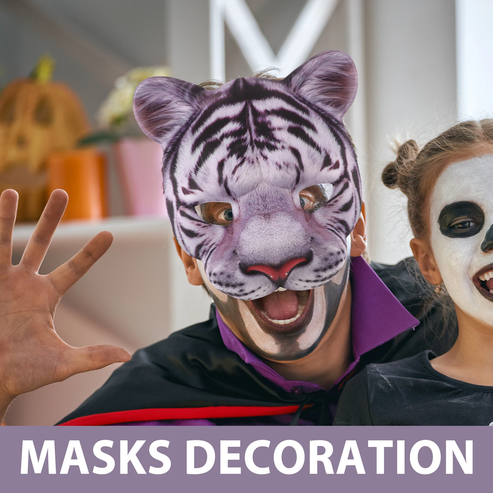 masque de tigre simulé d'halloween, masques de carnaval d'animaux, accessoire photo demi visage eva, mascarade pour fête cosplay, festival en plein air masque de tigre simulé d'halloween, masques de carnaval d'animaux, accessoire photo demi visage eva, mascarade pour fête cosplay, festival en plein air
