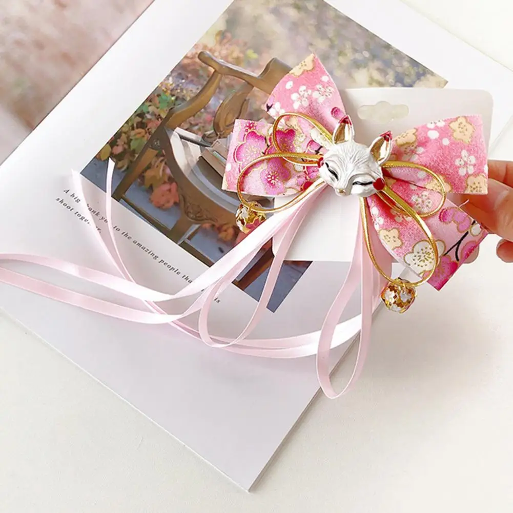 Épingle à cheveux à nœud rouge avec glands, décor de renard, long ruban, style célébration du nouvel an chinois, pince à cheveux avec nœud de dessin animé, accessoire pour cheveux Épingle à cheveux à nœud rouge avec glands, décor de renard, long ruban, style célébration du nouvel an chinois, pince à cheveux avec nœud de dessin animé, accessoire pour cheveux