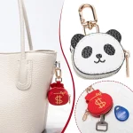 Porte-monnaie Panda mignon, joli sac d&rsquo;argent rouge à breloques avec porte-clés pour femmes, Mini portefeuille pour pièces de monnaie, sac à main accessoire