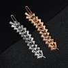 barrette à la mode en forme de feuille de zircone cubique pour femmes, accessoires de mariée, bijoux de cheveux de mariage, couvre chef de fête de mariée