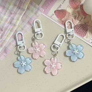 Porte-clés pendentif fleur et beurre translucide romantique, clé Sakura simulée, résine JONone Blossom Jelly Porte-clés pendentif fleur et beurre translucide romantique, clé Sakura simulée, résine JONone Blossom Jelly