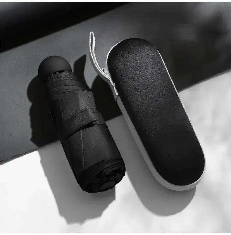 parapluie à capsules portable, mini pare soleil, protection solaire, poignée en alliage de caoutchouc noir, pliable, double usage parapluie à capsules portable, mini pare soleil, protection solaire, poignée en alliage de caoutchouc noir, pliable, double usage