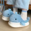 pantoufles de maison douces et moelleuses pour femmes, confortables, antidérapantes, mignonnes baleines, décontractées, chaussures d'intérieur de dessin animé kawaii pour la maison