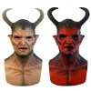 masque en latex de démon d'horreur pour halloween, jeu de rôle maléfique, cornes de bête, casque de spectacle, costume de fête de carnaval, masque accessoire pour adulte 2025
