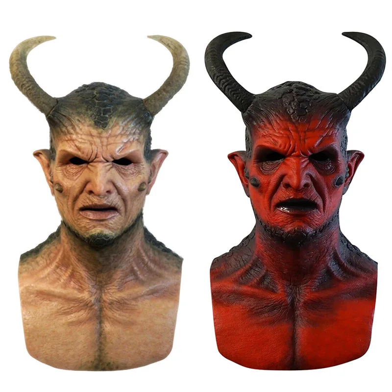 masque en latex de démon d'horreur pour halloween, jeu de rôle maléfique, cornes de bête, casque de spectacle, costume de fête de carnaval, masque accessoire pour adulte 2025 masque en latex de démon d'horreur pour halloween, jeu de rôle maléfique, cornes de bête, casque de spectacle, costume de fête de carnaval, masque accessoire pour adulte 2025