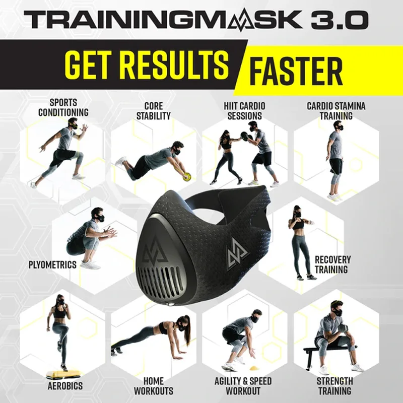 masque d'entraînement à 3.0 d'oxygène pour le sport, la course à pied, l'alpinisme, l'équitation en haute altitude, la ories, le cyclisme masque d'entraînement à 3.0 d'oxygène pour le sport, la course à pied, l'alpinisme, l'équitation en haute altitude, la ories, le cyclisme