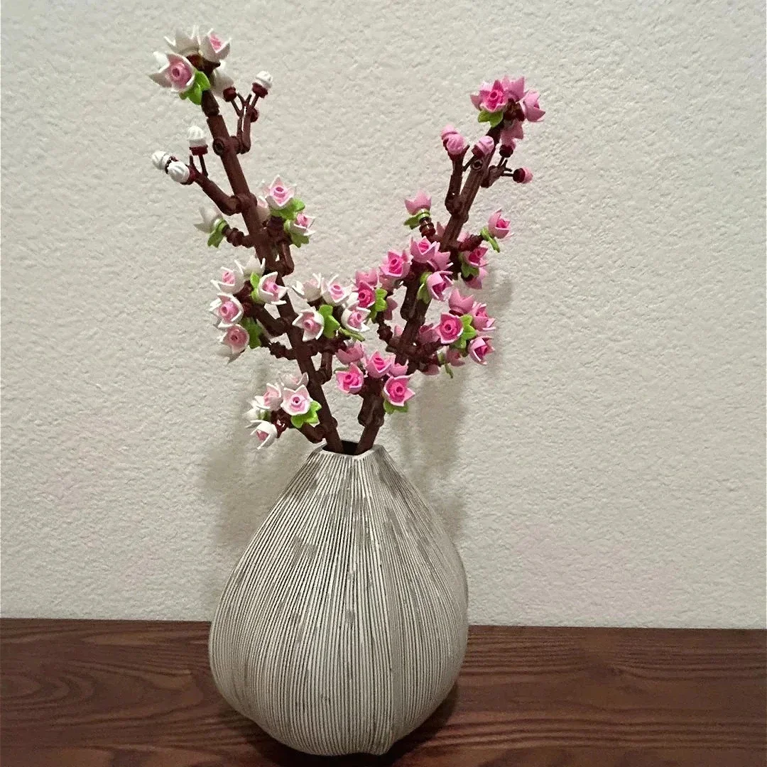 Cadeau de célébration de fleurs de cerisier, motif floral constructible pour enfants créatifs, fleurs de cerisier blanches et roses, cadeaux pour filles Cadeau de célébration de fleurs de cerisier, motif floral constructible pour enfants créatifs, fleurs de cerisier blanches et roses, cadeaux pour filles