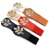 ceinture élastique pour femmes, version coréenne, feuille d'or, ceinture boutonnée, décoration de robe, manteau, ceinture élastique pour femmes