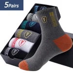 5 paires de chaussettes de sport pour hommes, printemps et automne, loisirs d&rsquo;été, absorbant la sueur, confortables, fines et respirantes, basket-ball Meias EU 38-47