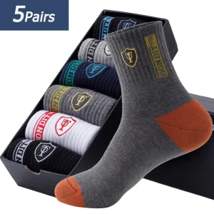 5 paires de chaussettes de sport pour hommes, printemps et automne, loisirs d&rsquo;été, absorbant la sueur, confortables, fines et respirantes, basket-ball Meias EU 38-47