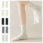 Chaussettes tubulaires à deux orteils confortables, à volants, fines et séparées, en coton, respirantes, mi-mollet, pour femmes, 2 paires Chaussettes tubulaires à deux orteils confortables, à volants, fines et séparées, en coton, respirantes, mi-mollet, pour femmes, 2 paires