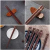 baguettes à sushi japonais en bois naturel, Écologique, réutilisable, coréen, chinois, ensemble de 5 paires