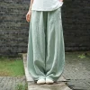japonais nouveau coton et lin bloomers zen taille élastique pantalon ample pantalon décontracté pour femme
