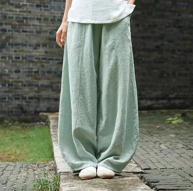 japonais nouveau coton et lin bloomers zen taille élastique pantalon ample pantalon décontracté pour femme japonais nouveau coton et lin bloomers zen taille élastique pantalon ample pantalon décontracté pour femme