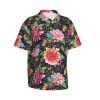 chemise hawaïenne de style baroque pour hommes, vacances, fleurs de dahlia imprimées, chemises décontractées, manches courtes, streetwear, chemisiers surdimensionnés graphiques