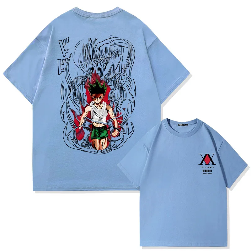 anime japonais chasseur à temps plein 100% coton t shirt à manches courtes hommes et femmes marque de mode d'été haut à manches courtes anime japonais chasseur à temps plein 100% coton t shirt à manches courtes hommes et femmes marque de mode d'été haut à manches courtes