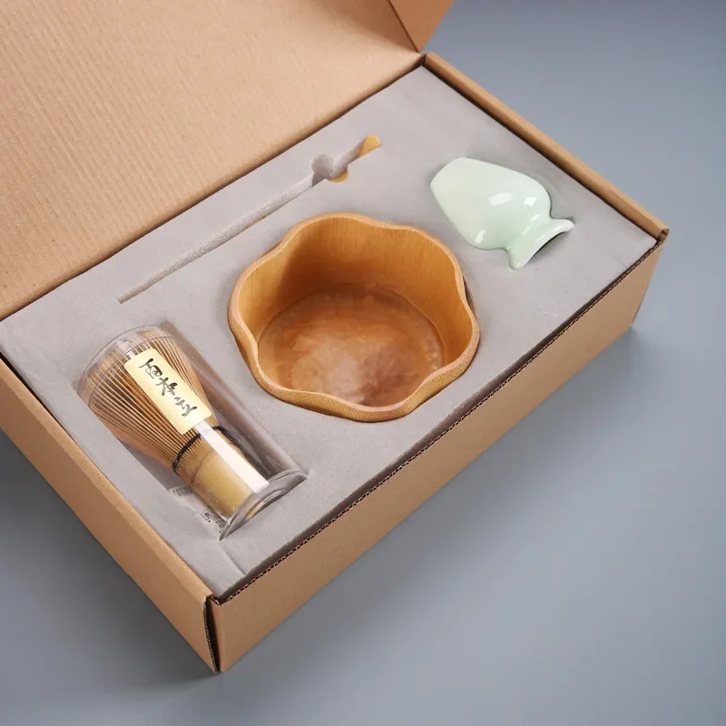 service à thé matcha fait à la main, facile à nettoyer, kit de support à outils, filles, fouet, cuillère, cadeau de cérémonie, accessoires traditionnels japonais, 4 pièces/ensemble service à thé matcha fait à la main, facile à nettoyer, kit de support à outils, filles, fouet, cuillère, cadeau de cérémonie, accessoires traditionnels japonais, 4 pièces/ensemble