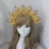 bandeau de halo doré, couronne de marraine du soleil, diadème, couvre chef gothique vierge marie, déesse féerique, accessoires de cheveux