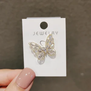 Broches papillon en métal anti-absorbe ouissement pour femmes, épinglette, épingles à vêtements partenaires, pull, manteau, accessoires vestisens