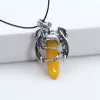 collier animal dragon homme, pierre précieuse naturelle, quartz rose de guérison, pendentif en cristal hexagonal, bijoux vintage, cadeau pour femmes, 2025