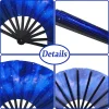 afourt 2 pièces grand ventilateur pliant portable en nylon tissu chinois kung fu ventilateur festival décoration pour cadeaux de fête