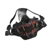masque tusk, protection du visage crâne fang oni masque de samouraï en maille tactique demi visage pour la chasse airsoft cs halloween cosplay