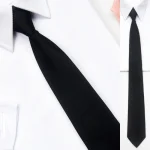 Cravate noire unisexe à fermeture éclair, rétro, soyeuse, col étroit, Slim, lisse, nœud papillon pour femmes, Style coréen, Simple, élégant, assorti avec tout, tendance