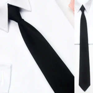 Cravate noire unisexe à fermeture éclair, rétro, soyeuse, col étroit, Slim, lisse, nœud papillon pour femmes, Style coréen, Simple, élégant, assorti avec tout, tendance