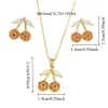 costume de bijoux cerise en cristal strass, tendance, léger, luxe, exquis, collier, boucles d'oreilles, ensemble de collier cerise douce, fête