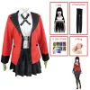 costume cosplay kakenafta pour femme, jabami yumeko yomoduki runa, manteau, perruque, chaussures, carnaval d'halloween